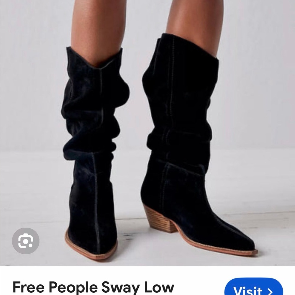 Free People Black Slouchy Heeled Boots